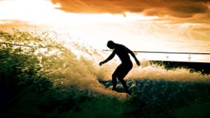 impressionist picture of man surfing